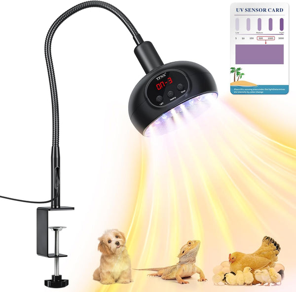 TFNN Heat Lamp for Chickens with Holder200W-350W-500W Reptile Heating Lamp with UVA UVB