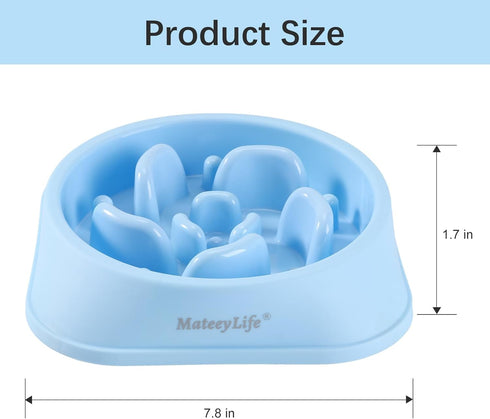 MateeyLife Slow Feeder Dog Bowls 2PCS, Anti-Choking Puzzle Dog Food Bowls for All Breeds Pets LightBlue