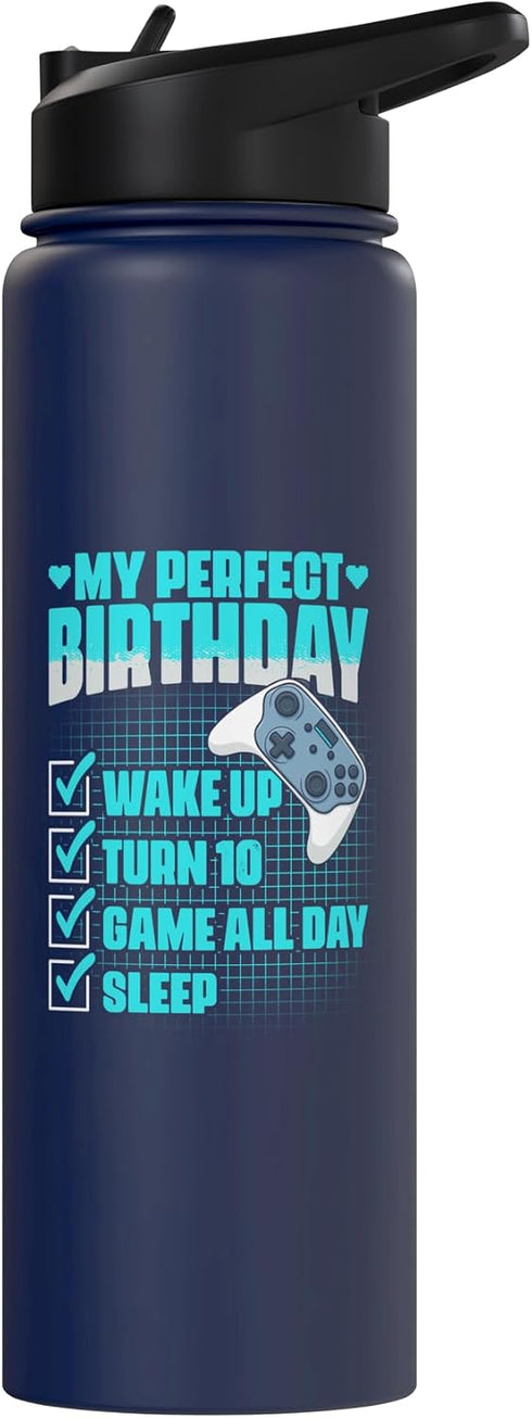 Gaming Video Gamer Apparel My Perfect Birthday - Game Controller Video Gamer Gaming Stainless Steel Insulated Water