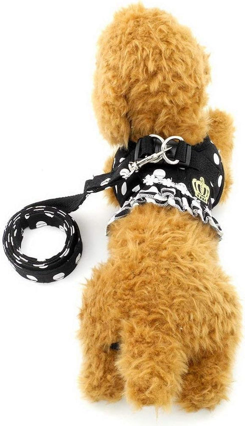 SELMAI Puppy Small Dog/Cat Polka Dots Vest Harness Leash Set, Mesh Padded No Pull Lead, Breathable Lightweight Easy