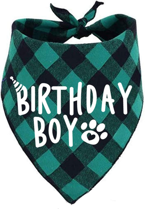 Birthday Boy Dog Bandana in Green