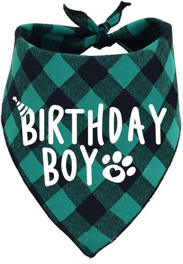 Birthday Boy Dog Bandana in Green