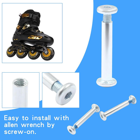 Luomorgo 12 Sets Inline Skate Wheel Screw, 6mm/15/64" OD Shaft Hex Socket Axles with Allen Wrench (Long)