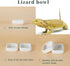 Reptile Food Bowls -Ceramic Square Reptile Water Food Dish, Pet Food Bowl for Lizards, Young Bearded Dragons, Small Snakes, Gecko Tortoise Spider (White, Small 2-Pack)