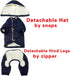 Fleece Lined Dog Coat with Detachable Hood and Hind Legs, Warm Puppy Jacket for Winter (Blue XXL)