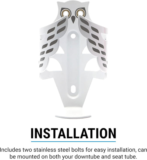 Portland Design Works Owl Cage - Lightweight Water Bottle Holder for Bikes, Snowy Owl