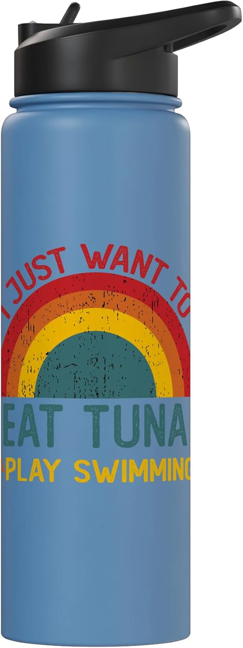 Retro Tuna Lover Who also Play Swimming Swimming Funny I just want to eat tuna and Play Christmas Stainless Steel