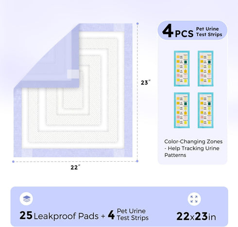 3D-Barrier 7 22"x23" 25 Counts 4 ZOMISIA Puppy Pee Pads for Dogs, Cups Absorb & Rise Puffy Gel-Wall Leak-Proof, + Pet