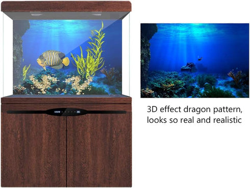 FILFEEL Aquarium Background Fish Decorations, 3D Effect PVC Adhesive Poster Underwater World Backdrop Decoration (61 x
