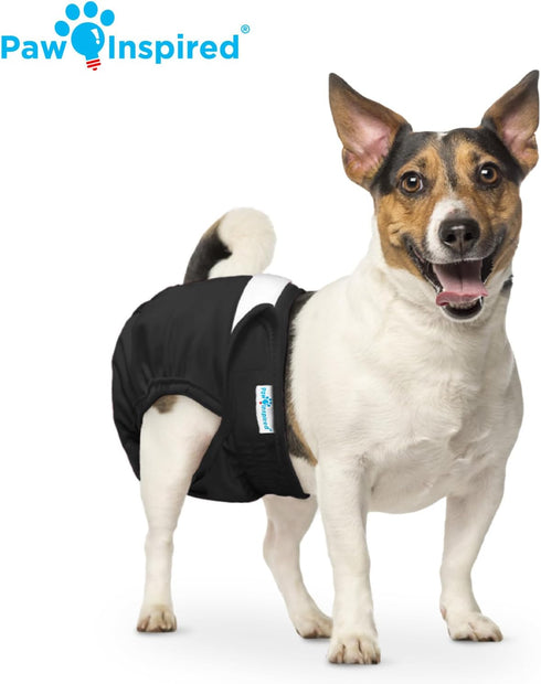 (3 Pack) Paw Inspired Washable Dog Diapers | Reusable Cloth Doggy Diapers for Female Small, Medium, Large Size Dogs
