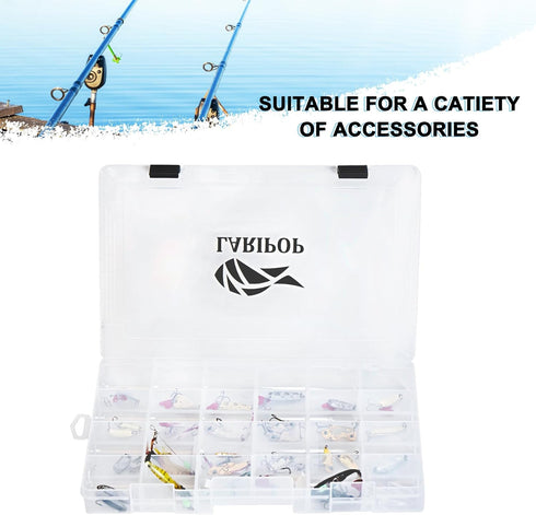 Fishing Tackle Box Set with Adjustable Dividers, Transparent Organizer Tray, 2 Packs/4 Packs Plastic Tool Box