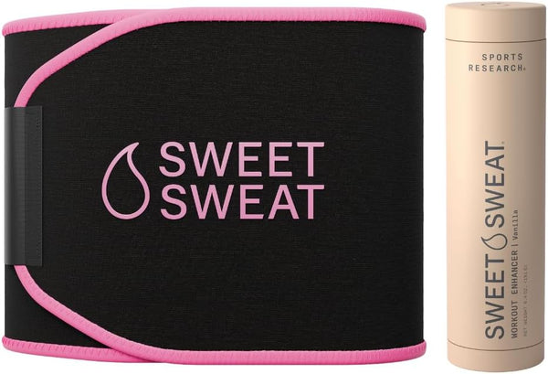 Sports Research Waist Trimmer Pack - Sweet Sweat Waist Trimmer (Black/Pink, Medium)