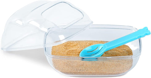 BUCATSTATE Hamster Sand Bath Container, Transparent Dust Bath Kit with Scoop Set for Small Animals (Blue, Medium)