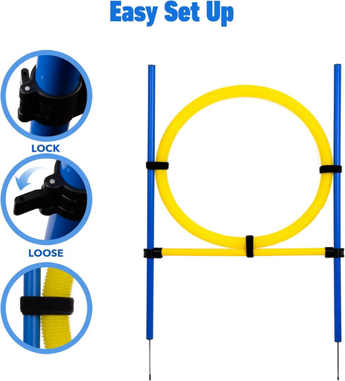 Dog Agility Training Equipment, Obstacle Course Jumper Ring, Height Adjustable Portable Tool for Backyard Exercise