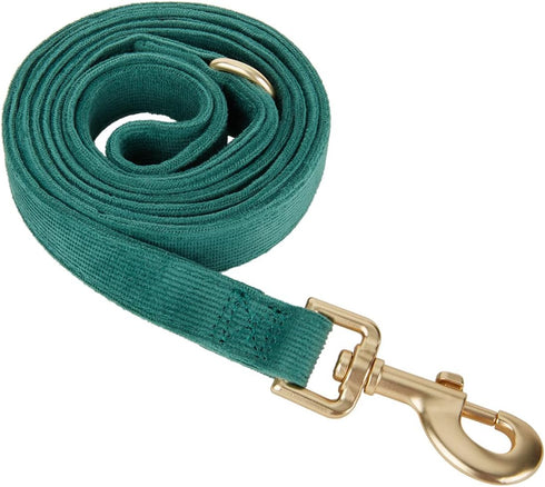 Soft Corduroy Fibric Dog Leash, 5 Feet Length Lead with Heavy Duty Rotating Hook for Medium Large Dogs (M, Green)