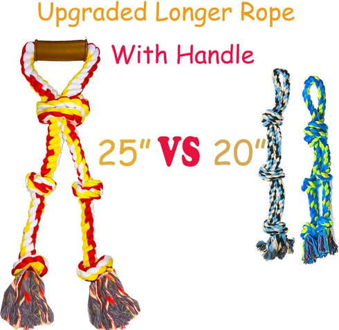 Extra Large Dog Rope Toys for Aggressive Chewers Tug of War Rope Interactive Heavy Duty Outdoor Medium Large Breed XL Dog Chew Rope Durable 3 Way Dog Rope Tough Pull Rope with Handle