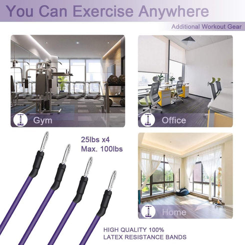 Pedal Resistance Band, 4-Tube Elastic Pull Rope for Sit-ups, Yoga Strap, Bodybuilding Expander, Fitness Equipment.