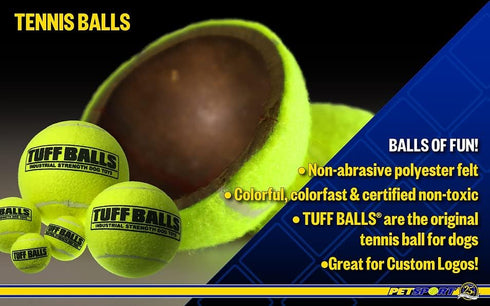 PetSport Yellow Tennis Ball Dog Toys, 24 Pack Medium (2.5") Non-Toxic Felt & Rubber Tuff Balls