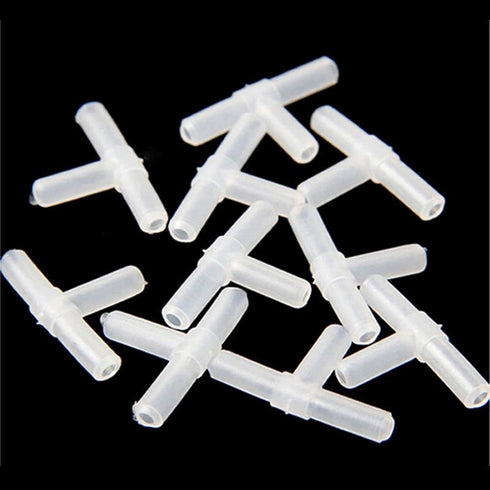 10pcs 3 Way Air Line Connector for Aquarium Fish Tank Airline Tee Valve Pump Tube, White