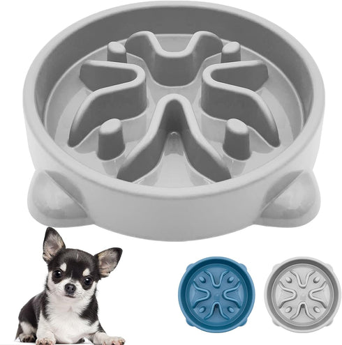 Non-Slip Slow Feeder Dog Bowls - Durable Puzzle Feeder for Small Dogs, 1 Cup, BPA Free, Grey