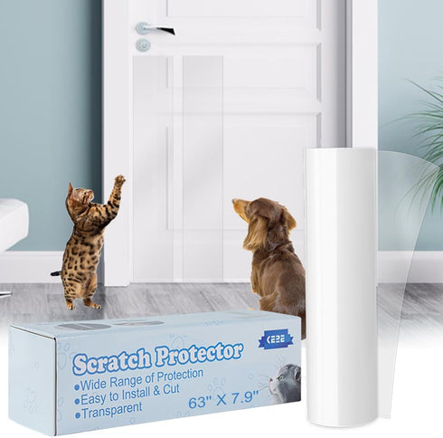 KEBE Clear Premium Heavy Duty Door Scratch Protector, 63 in X 7.9 in, Furniture Wall Shield for Dog Cat Scratching