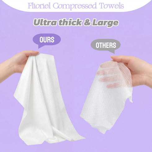 Flioriel 40 Pack Disposable Towels Compressed Towel Tablets Large Size & Extra Thick Magic Tissue Portable Face