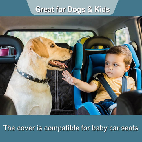 ZQ Bench Car Seat Cover for Dogs, Waterproof Rear Seat Protector Stays Securely in Place for Pets, Dog Backseat Cover