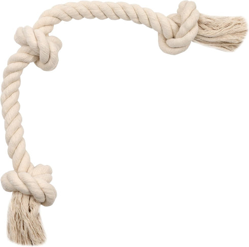 Barida Natural White Cotton Tough Rope Dog Toy, Non-Toxic Interactive Chew Toy for Medium Large Dogs
