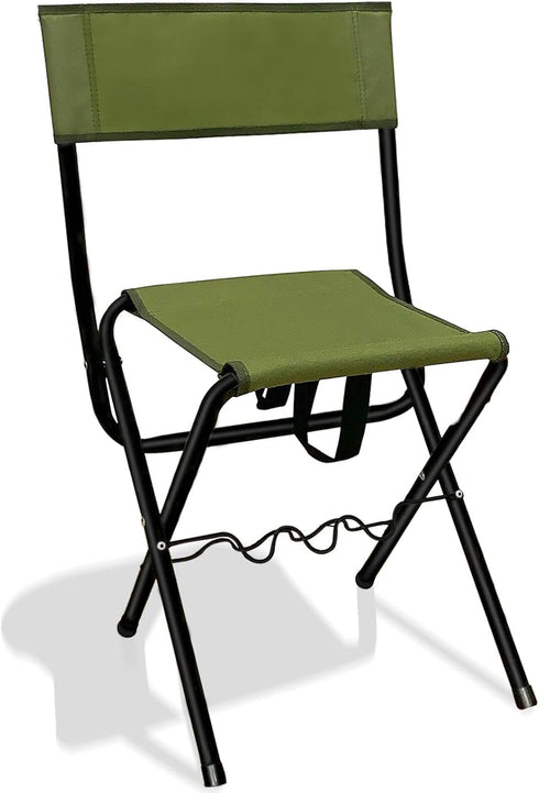 LEADALLWAY Folding Fishing Chair with Rod Holder in Green