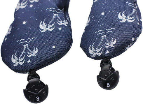 Golf Club Head Covers 3 Pack | Waterproof Cloth Head Covers for Driver/Fairway Wood/Hybrid Fit All Brands