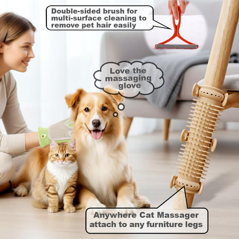 Massager,2 1 3 1 Petpals Pet Hair removal Tool, Portable Flexible Cat in Pet Grooming Glove, Cat/Dog Hair Removal Brush