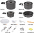 REDCAMP Camping Cookware Mess Kit, 11/12/17/22 PCS, 800ml Backpacking Pot and Pan Set