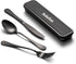 Travel Cutlery Set with Case, Portable 4-Piece Stainless Steel Reusable Flatware for Camping and Hiking