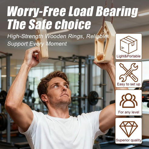 Fuziddn 360 Portable Wooden Hangboard for Rock Climbing - Rotating Fingerboard for Strength Training - No-Drill Pull-Up