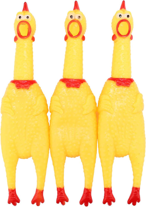 LEGEND SANDY 3 Pack Screaming Chicken Dog Toys, Durable Yellow Rubber Squawking Chickens