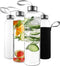 Kitchen Lux 24oz Glass Water Bottles Pack of 4 Nylon Protective Sleeves,