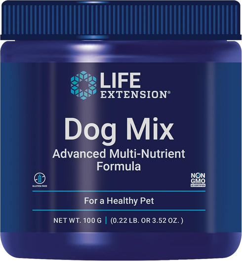 Life Extension Dog Mix - Daily Nutrition Care Supplement Powder for Canine Pets - Advanced Formula, 100 g, 60 Servings