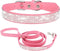 Small Dog Collar Leash Set for Girls, Cute Rhinestone Bling Crystal Diamond Collars for XXS, XS, Small, Medium, Large