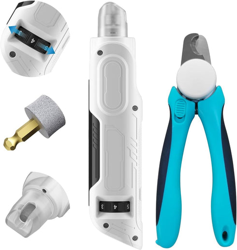 PAPIFEED Pet Nail Grinder with Nail Clipper Kit, 6 Speed Adjustable Dog