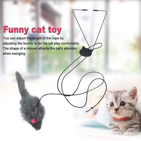YUGYUJ Cat Toy Rope Mouse, Hanging Retractable Cat Catching Toy, Interactive Plush Mice for Cats