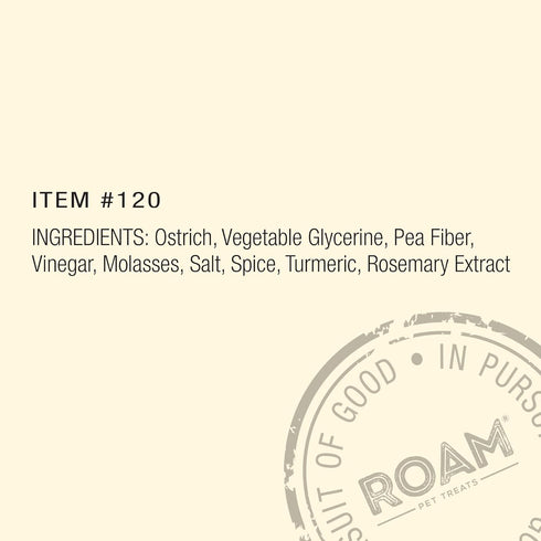 ROAM PET TREATS Ossy Jerky Dog Treats, Single Sourced Ostrich Protein for Dogs