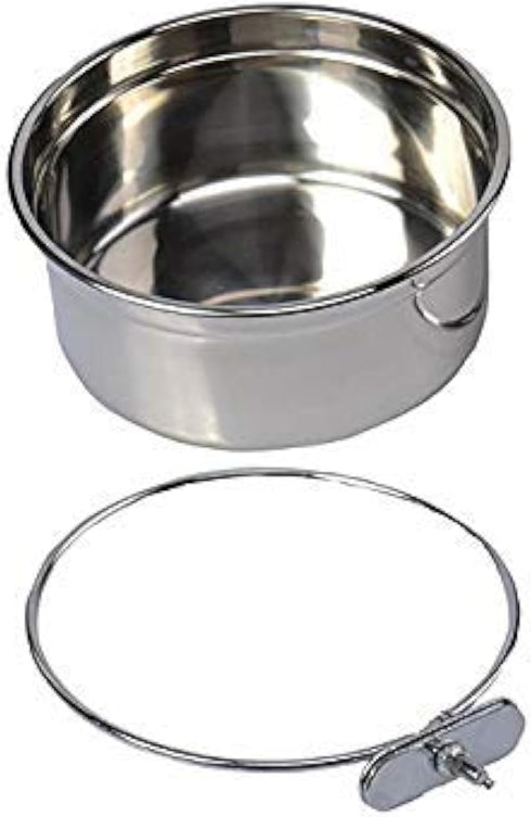 Pet Dog Stainless Steel Coop Cups with Clamp Holder - Hanging Bowl for Dog Cat Cage Kennel, Metal Feeder for Small