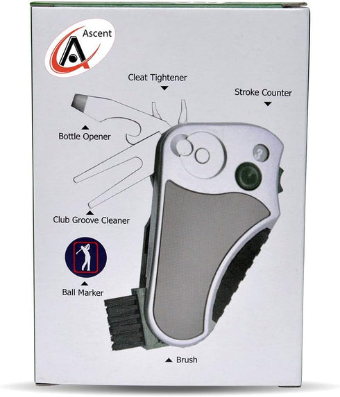 Golfer's Best Tool – 6-in-1 Golf Multitool for Men & Women - Stroke Counter, Divot Repair, Club Cleaner, Compact Gift