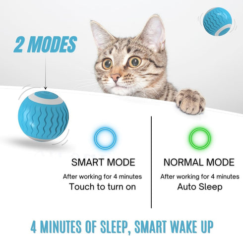 Generic Cat Toys Interactive Spinning Ball, Automatic Rolling Smart for Cats Training, with Flashing LED Lights