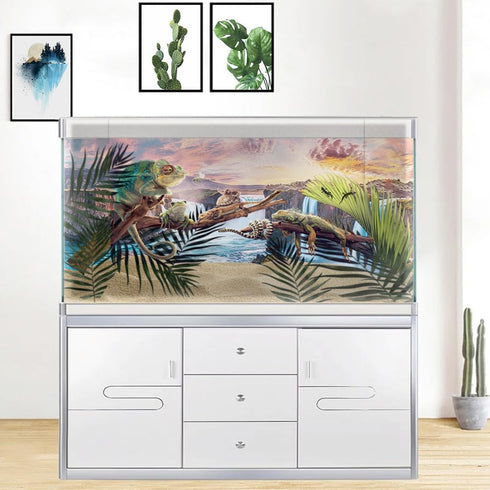 Natural Landscape Waterfall Aquarium Background 48X24IN, Art Natural Theme Fish Tank Background with 8 EVA Double-Sided