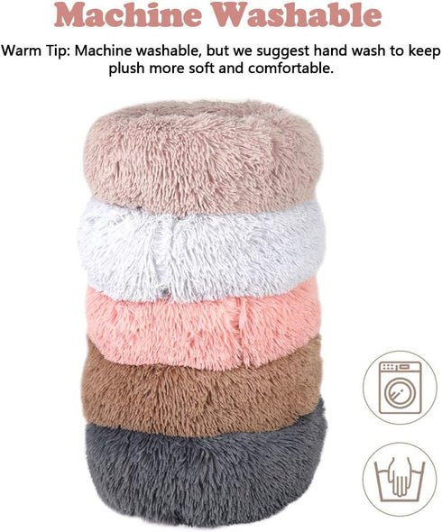 otoez Kitten Puppy Bed 15.7" Pink, Extra Small Round Dog Cat Beds, Anti-Anxiety Plush Calming Donut Bed