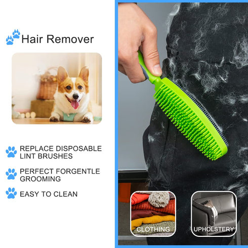 Rubber Pet Hair Removal Brush for Couch, Clothes, Dog Cat Hair Carpet, Also a Bath Brush with Massage Effect