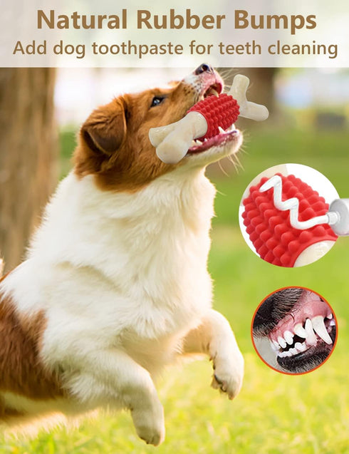 SCHITEC Dog Chew Toy for Aggressive Chewers, Tough Big Nylon & Rubber Teething Stick with Real Bacon Flavor