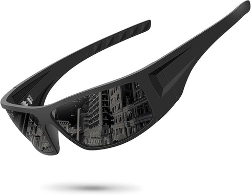 Polarized Sports Sunglasses for Men Women, Unbreakable Frame Cycling Fishing Wrap Around UV400 Protection