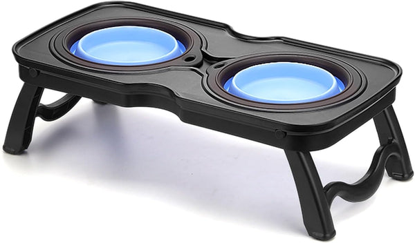 Elevated Silicone Pet Food Bowl Set, Raised Dog Food Bowl with Stand for Dogs and Cats